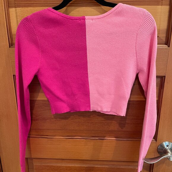 PRICED TO SELL - See Description for details — Pink/Hot Pink Cropped Cardigan - Picture 3 of 7